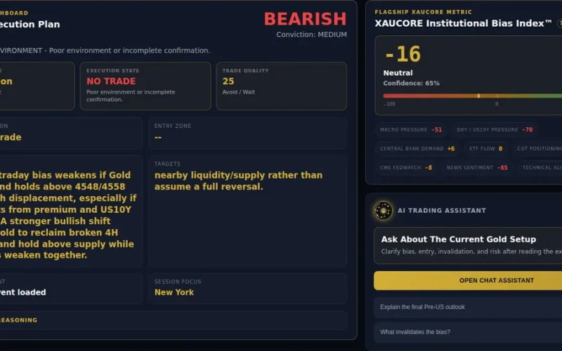 Conviction Engine v2: Trade Permission for Gold Traders - XAUCORE gold trading intelligence platform illustration